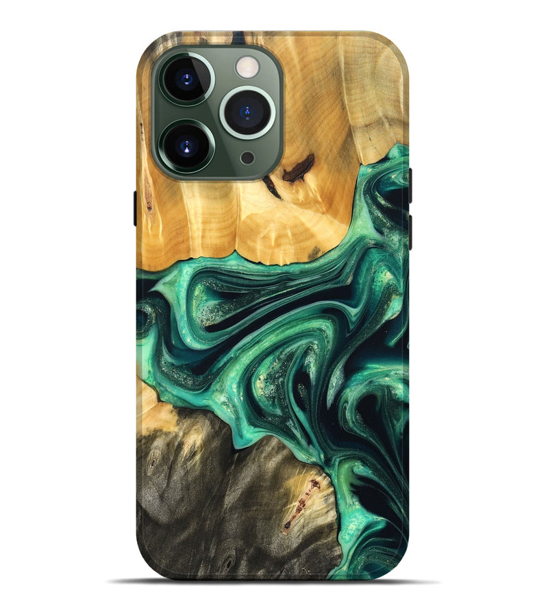 iPhone 13 Pro Max Wood Live Edge Phone Case - Alonza (Green, 823502)