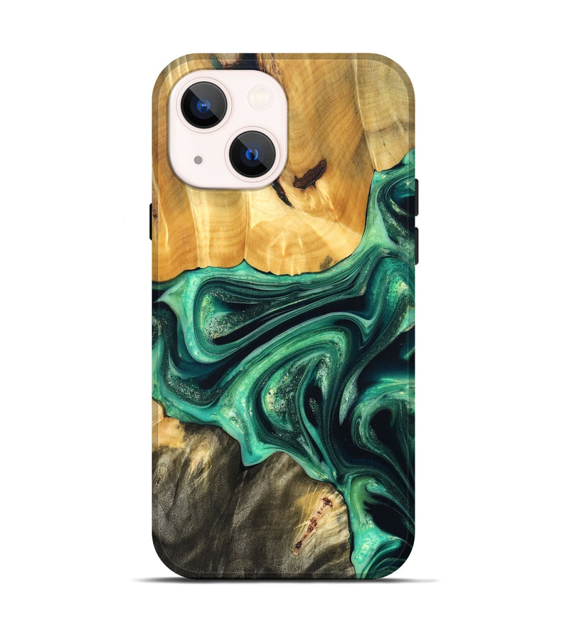 iPhone 14 Wood Live Edge Phone Case - Alonza (Green, 823502)