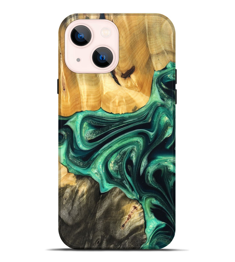 iPhone 14 Plus Wood Live Edge Phone Case - Alonza (Green, 823502)