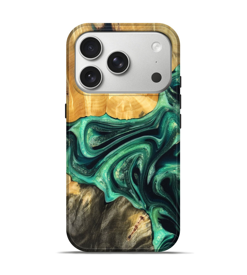 iPhone 17 Pro Wood Live Edge Phone Case - Alonza (Green, 823502)