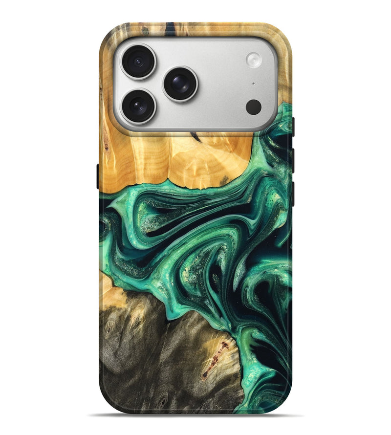 iPhone 17 Pro Max Wood Live Edge Phone Case - Alonza (Green, 823502)