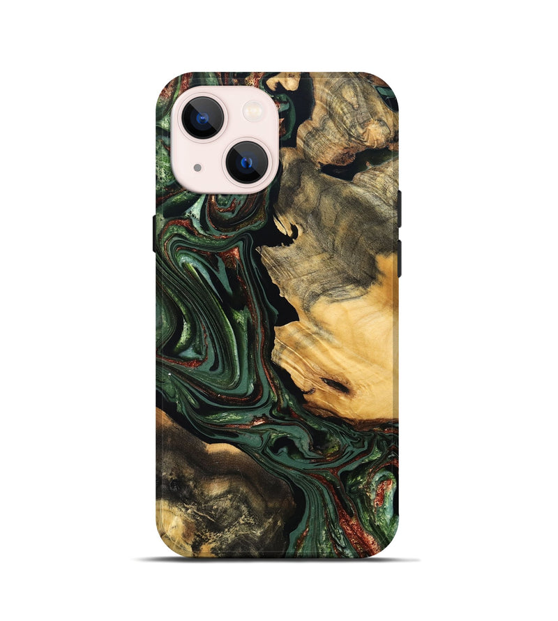 iPhone 13 mini Wood Live Edge Phone Case - Abner (Green, 823503)