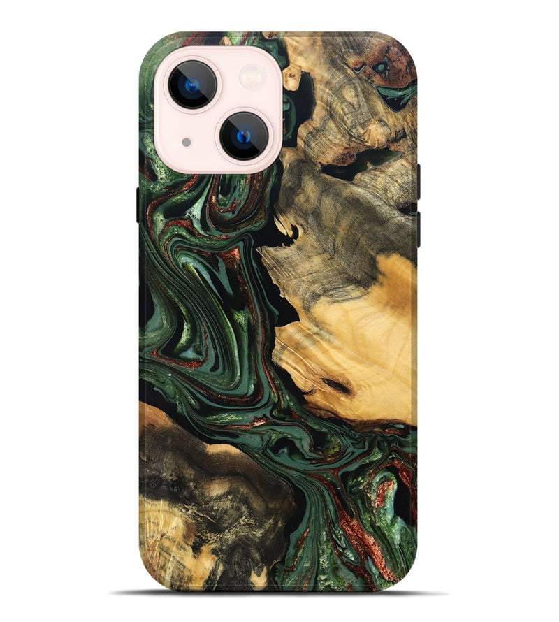 iPhone 14 Plus Wood Live Edge Phone Case - Abner (Green, 823503)
