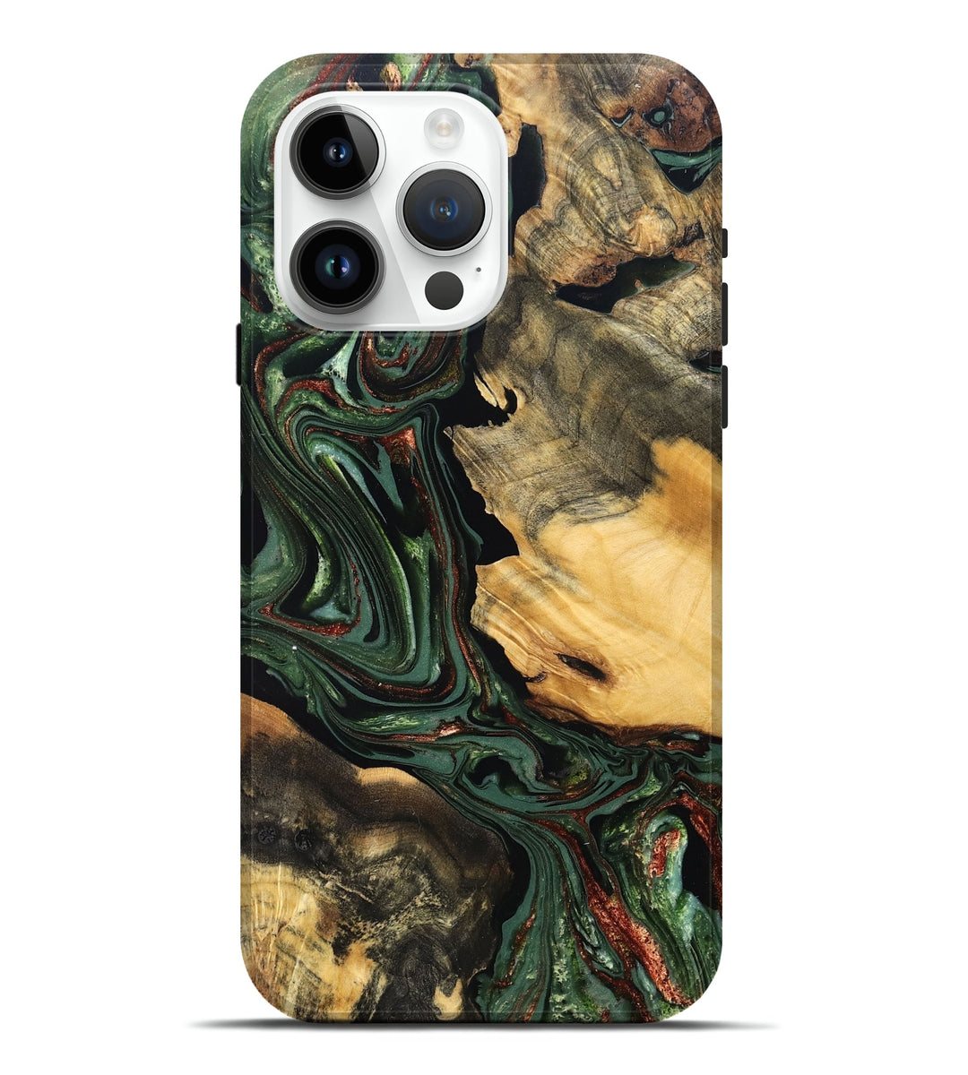 iPhone 15 Pro Max Wood Live Edge Phone Case - Abner (Green, 823503)
