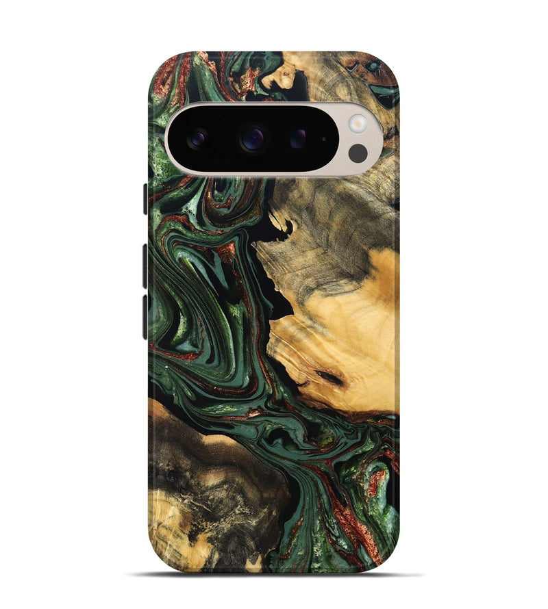 Pixel 9 Pro Wood Live Edge Phone Case - Abner (Green, 823503)