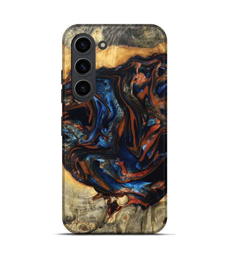 Galaxy S23 Wood Live Edge Phone Case - Deacon (Teal & Gold, 823505)