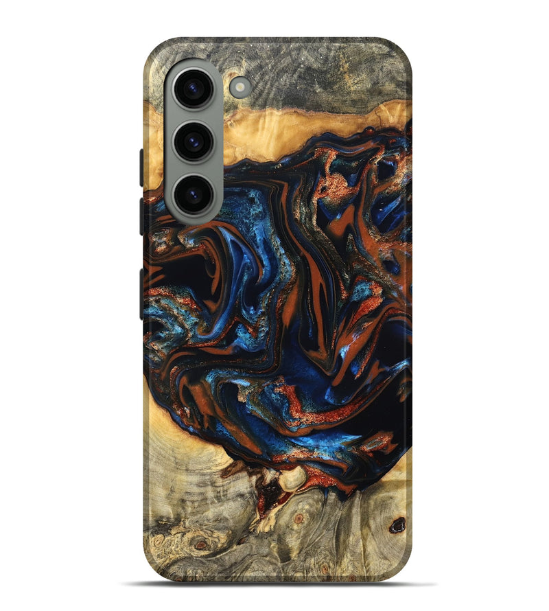 Galaxy S23 Plus Wood Live Edge Phone Case - Deacon (Teal & Gold, 823505)