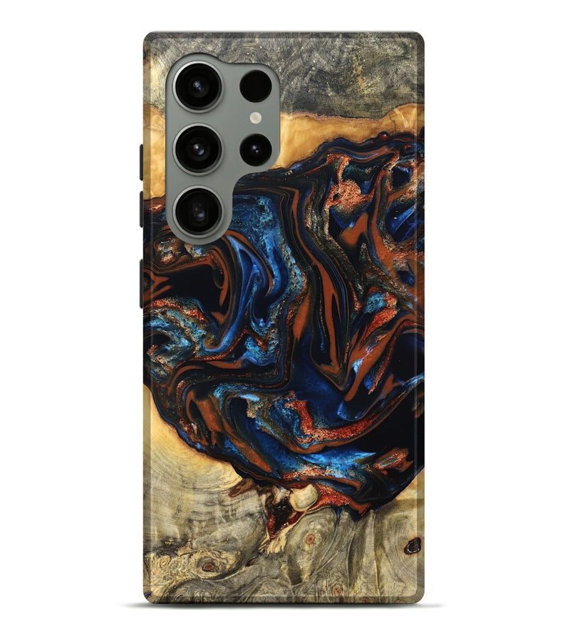 Galaxy S24 Ultra Wood Live Edge Phone Case - Deacon (Teal & Gold, 823505)