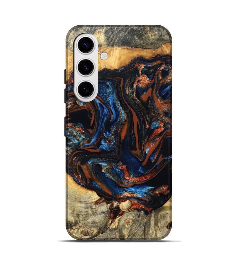 Galaxy S25 Wood Live Edge Phone Case - Deacon (Teal & Gold, 823505)