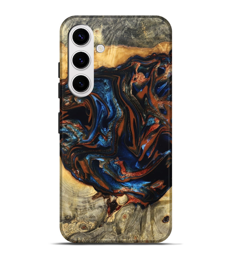 Galaxy S25 Plus Wood Live Edge Phone Case - Deacon (Teal & Gold, 823505)
