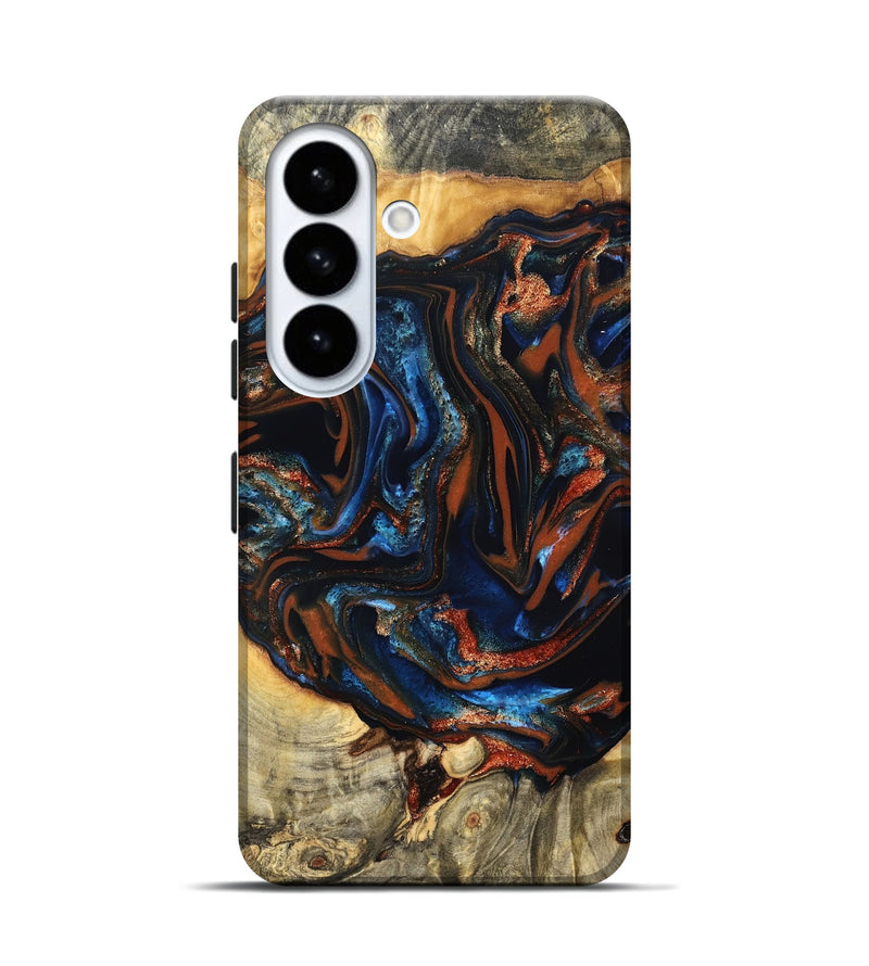 Galaxy S26 Wood Live Edge Phone Case - Deacon (Teal & Gold, 823505)