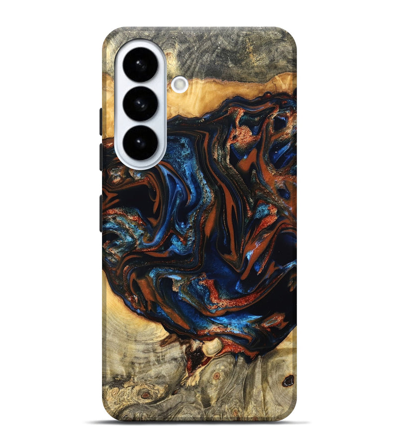 Galaxy S26 Plus Wood Live Edge Phone Case - Deacon (Teal & Gold, 823505)