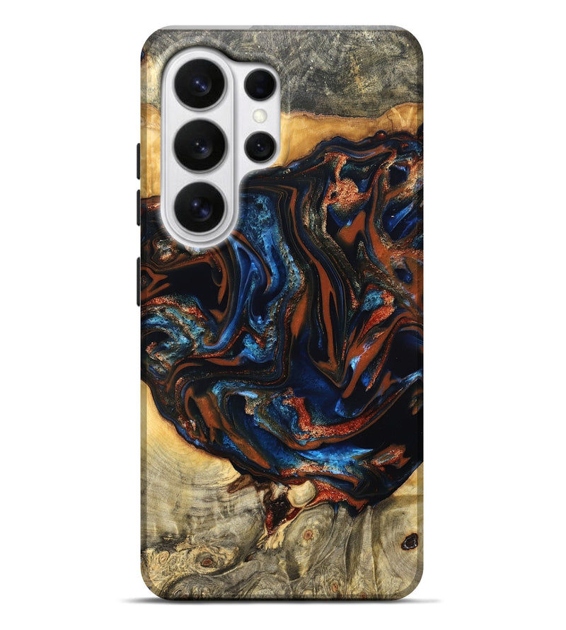 Galaxy S26 Ultra Wood Live Edge Phone Case - Deacon (Teal & Gold, 823505)