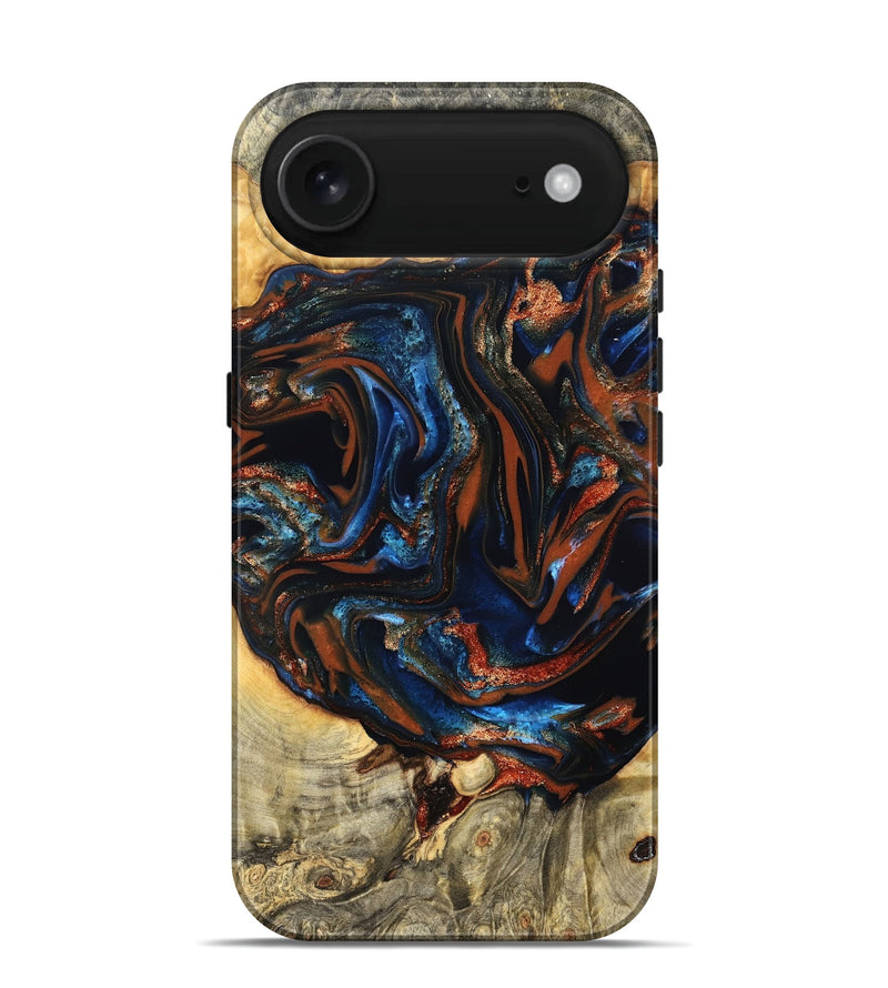 iPhone 17 Air Wood Live Edge Phone Case - Deacon (Teal & Gold, 823505)
