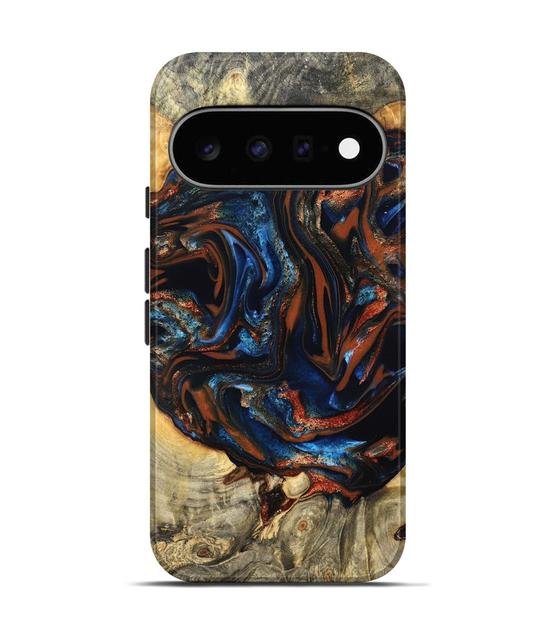 Pixel 11 Wood Live Edge Phone Case - Deacon (Teal & Gold, 823505)