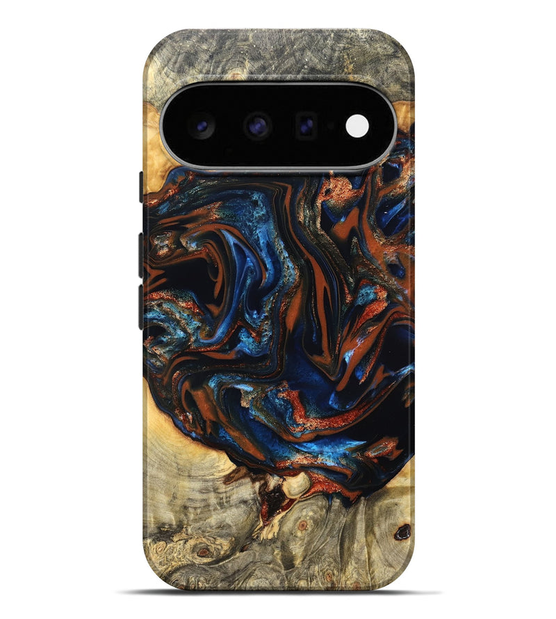 Pixel 11 Pro XL Wood Live Edge Phone Case - Deacon (Teal & Gold, 823505)