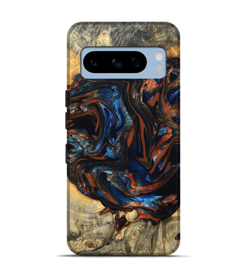 Pixel 8 Pro Wood Live Edge Phone Case - Deacon (Teal & Gold, 823505)