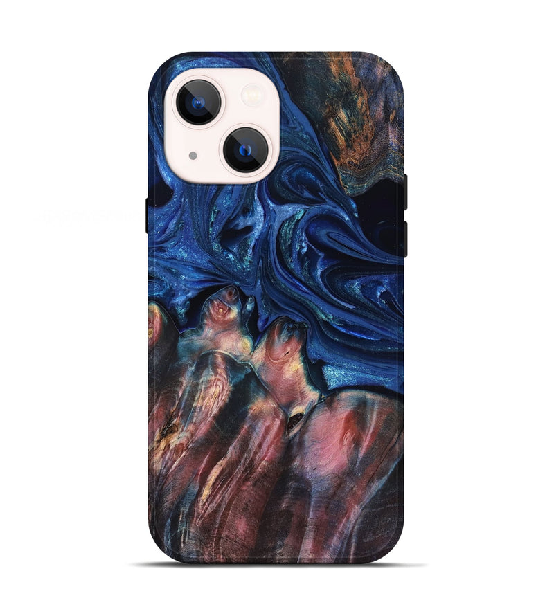 iPhone 13 Wood Live Edge Phone Case - Lilia (Blue, 823506)