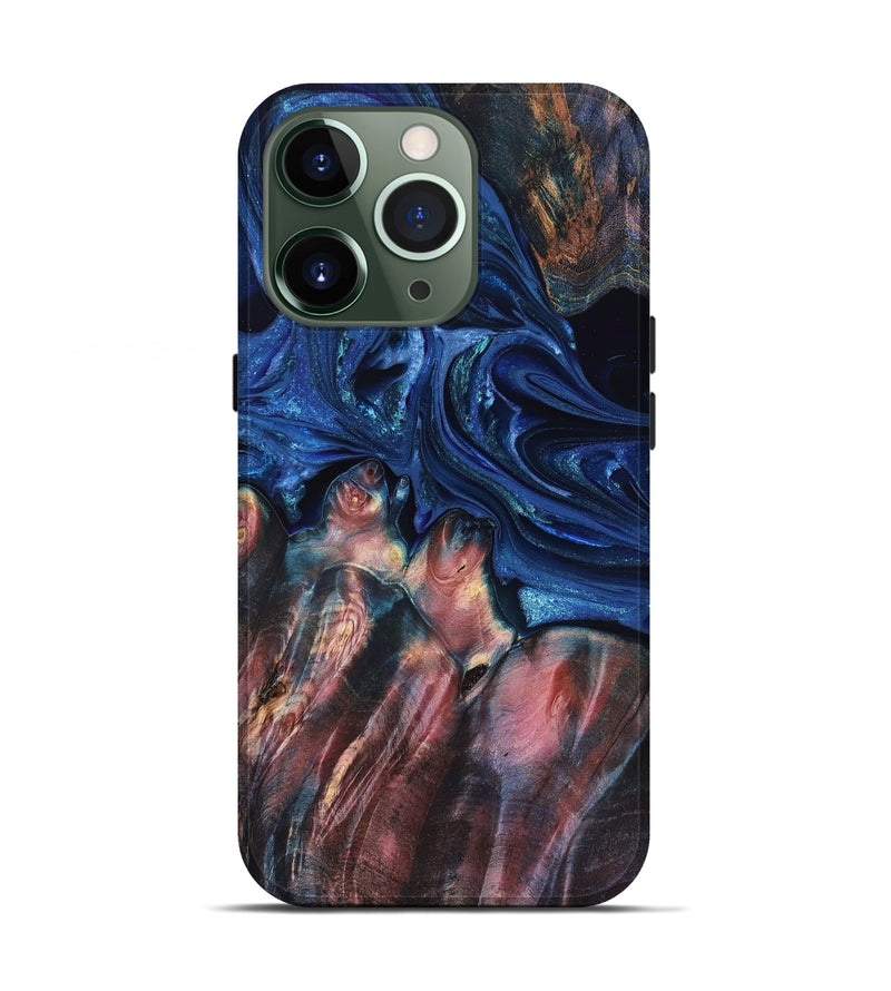 iPhone 13 Pro Wood Live Edge Phone Case - Lilia (Blue, 823506)