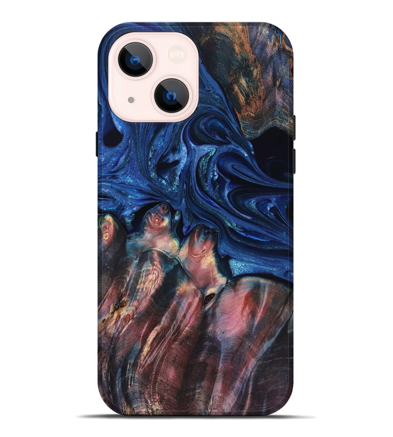 iPhone 14 Plus Wood Live Edge Phone Case - Lilia (Blue, 823506)