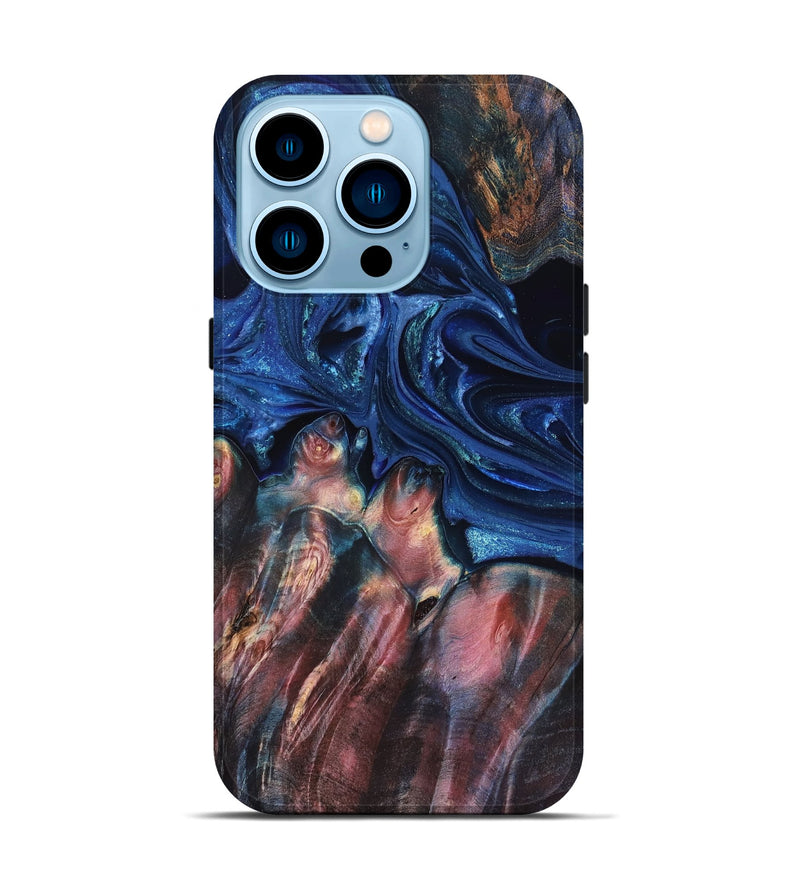 iPhone 14 Pro Wood Live Edge Phone Case - Lilia (Blue, 823506)