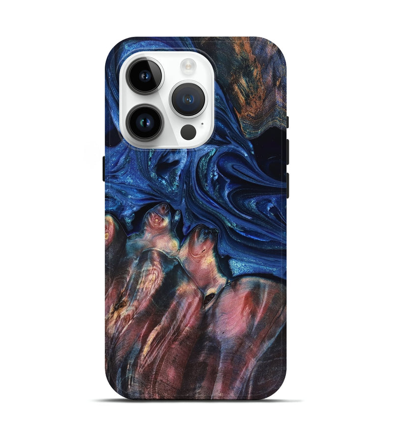 iPhone 15 Pro Wood Live Edge Phone Case - Lilia (Blue, 823506)