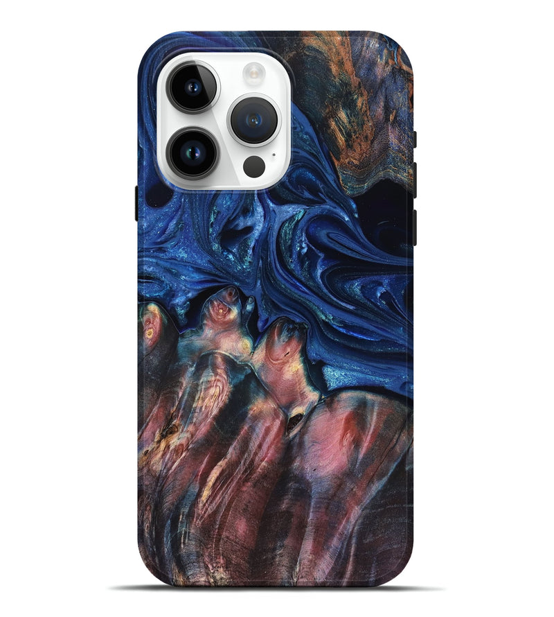 iPhone 15 Pro Max Wood Live Edge Phone Case - Lilia (Blue, 823506)