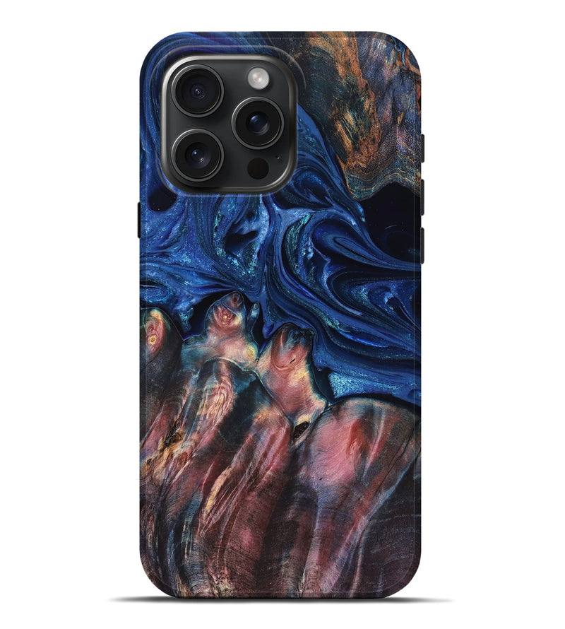 iPhone 16 Pro Max Wood Live Edge Phone Case - Lilia (Blue, 823506)