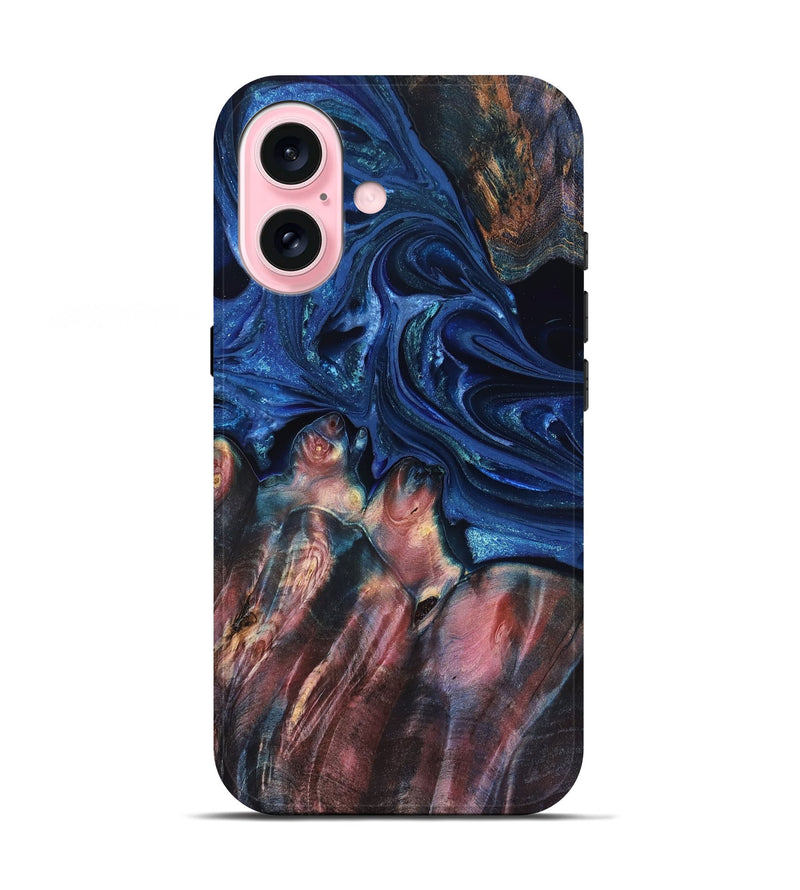 iPhone 17 Wood Live Edge Phone Case - Lilia (Blue, 823506)