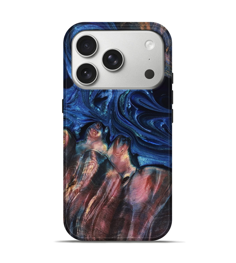 iPhone 17 Pro Wood Live Edge Phone Case - Lilia (Blue, 823506)