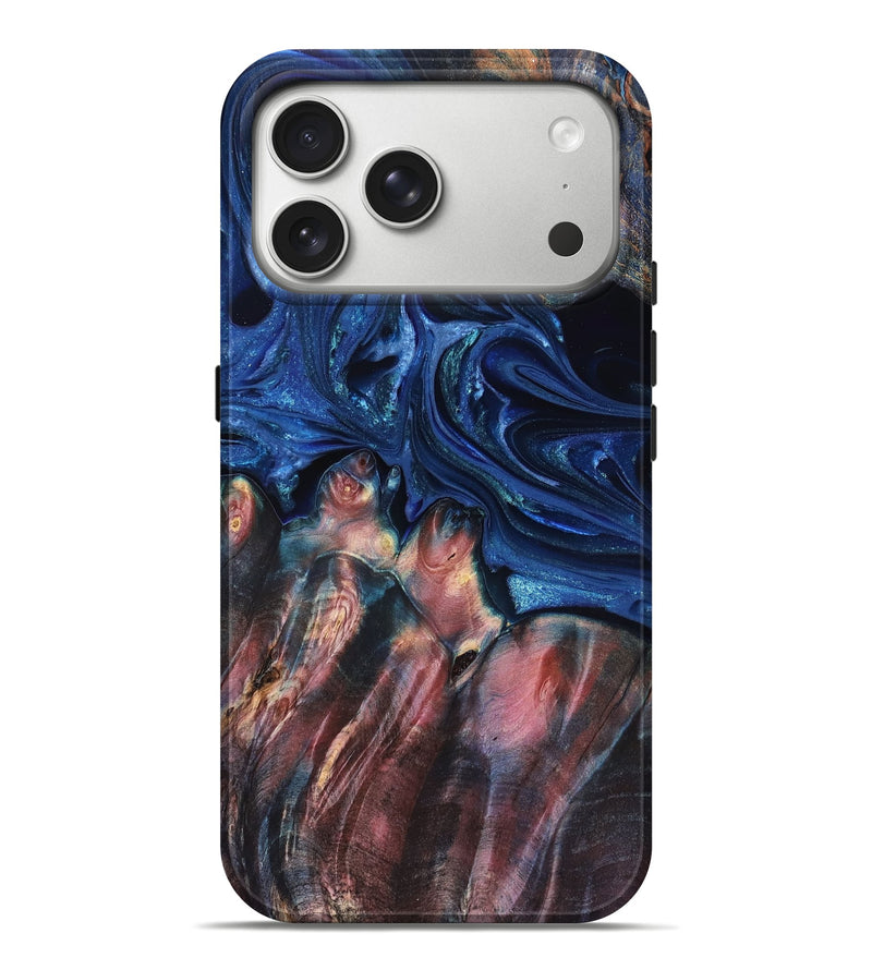 iPhone 17 Pro Max Wood Live Edge Phone Case - Lilia (Blue, 823506)