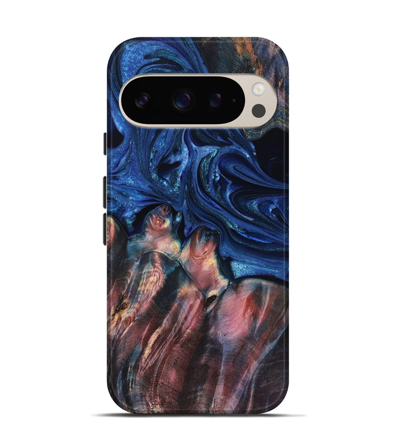 Pixel 9 Pro Wood Live Edge Phone Case - Lilia (Blue, 823506)