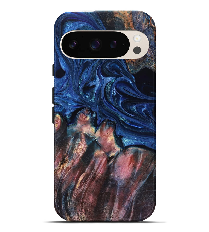 Pixel 9 Pro XL Wood Live Edge Phone Case - Lilia (Blue, 823506)