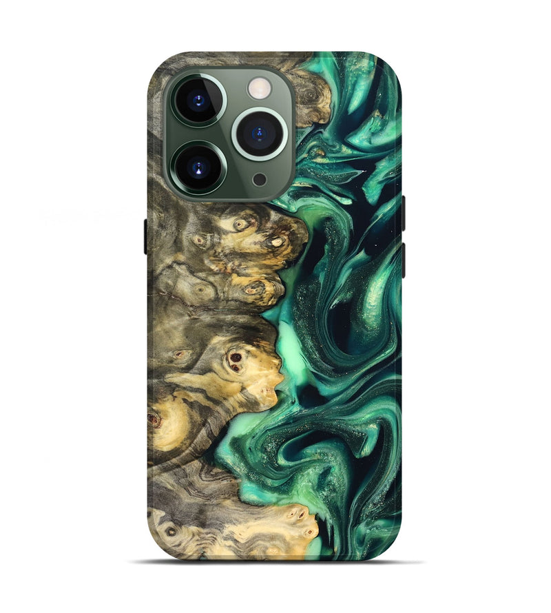 iPhone 13 Pro Wood Live Edge Phone Case - Renata (Green, 823507)