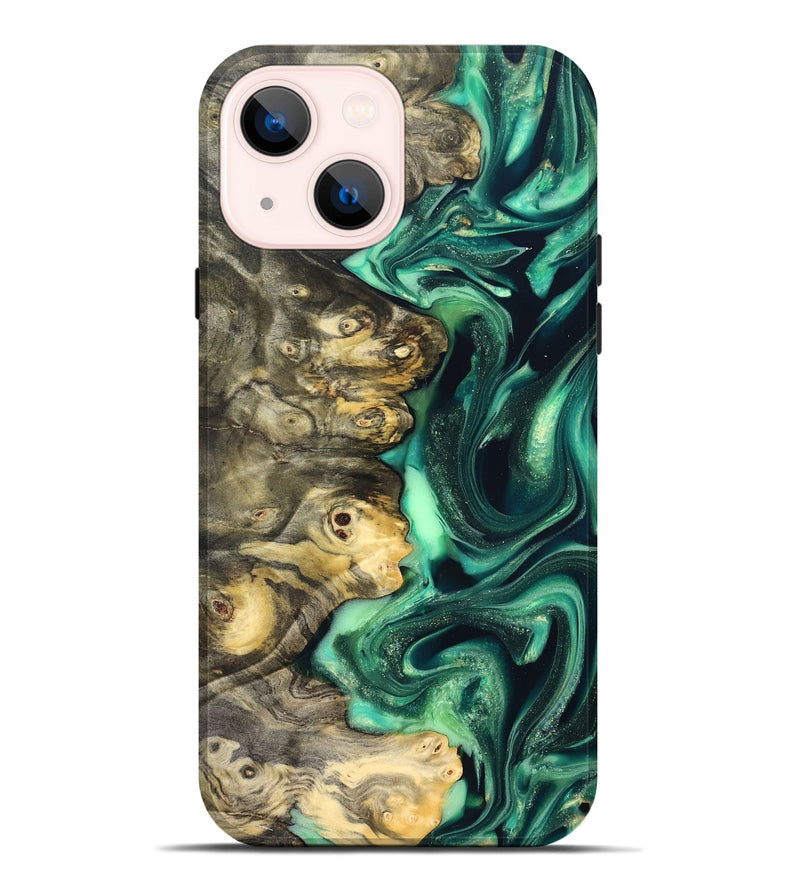 iPhone 14 Plus Wood Live Edge Phone Case - Renata (Green, 823507)