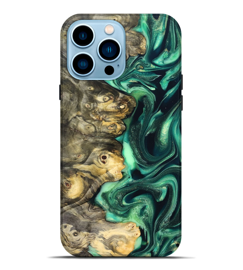 iPhone 14 Pro Max Wood Live Edge Phone Case - Renata (Green, 823507)