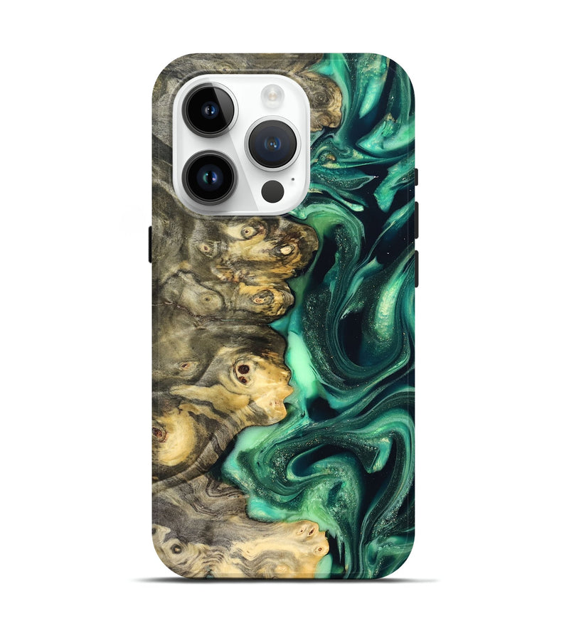 iPhone 15 Pro Wood Live Edge Phone Case - Renata (Green, 823507)