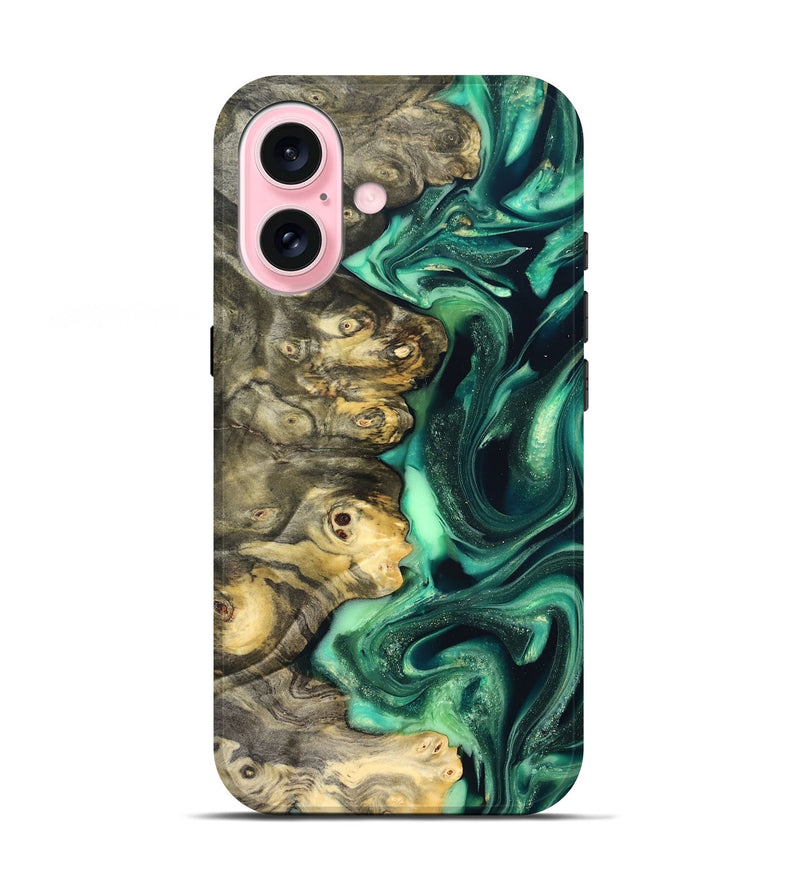 iPhone 17 Wood Live Edge Phone Case - Renata (Green, 823507)