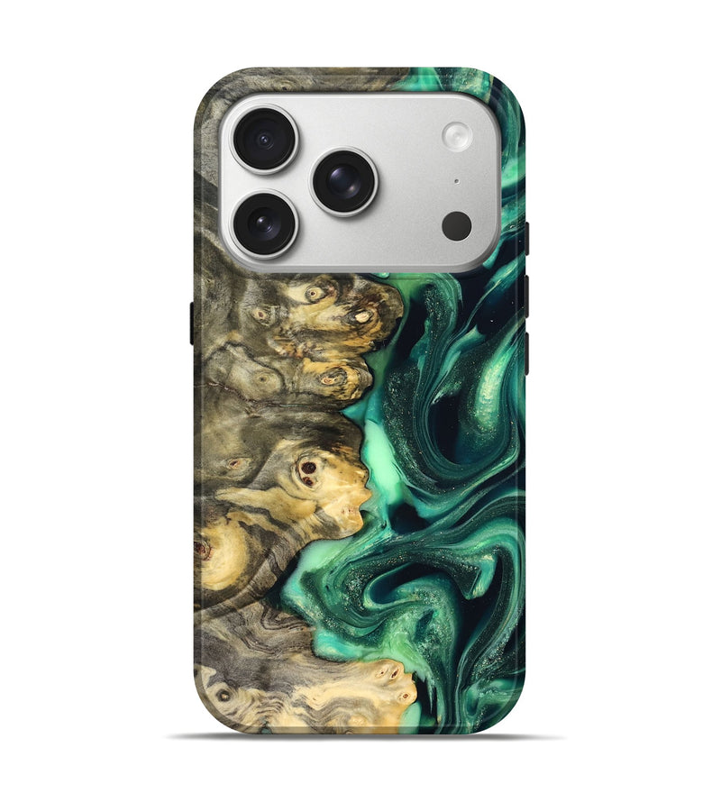 iPhone 17 Pro Wood Live Edge Phone Case - Renata (Green, 823507)