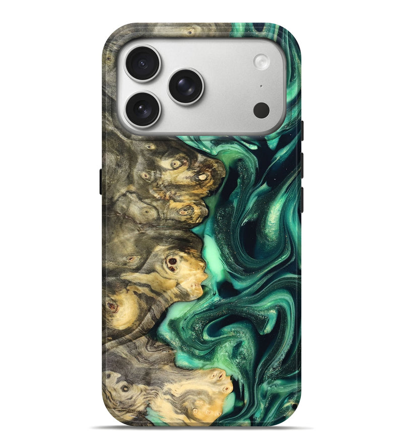 iPhone 17 Pro Max Wood Live Edge Phone Case - Renata (Green, 823507)