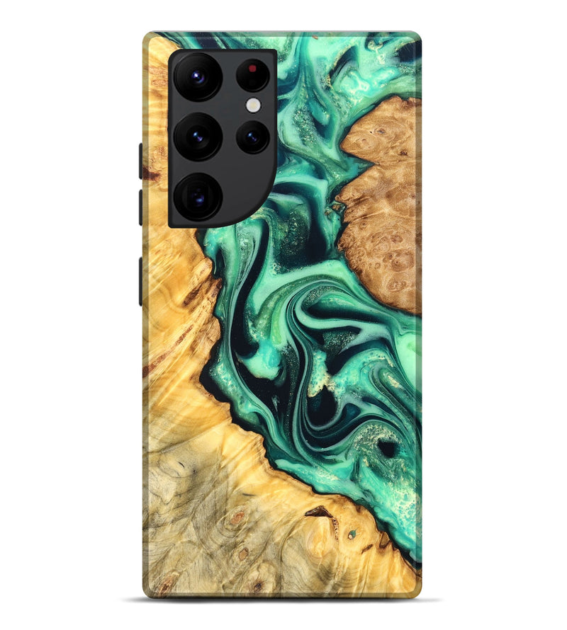 Galaxy S22 Ultra Wood Live Edge Phone Case - Nichole (Green, 823508)