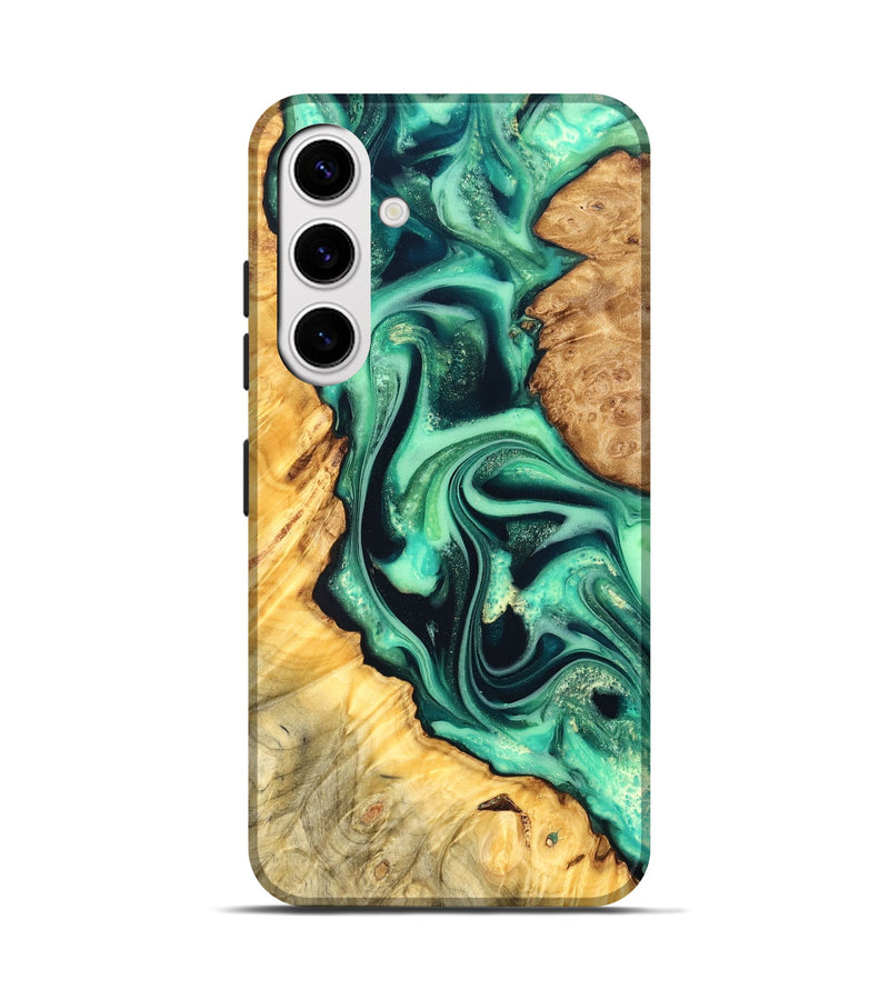 Galaxy S25 Wood Live Edge Phone Case - Nichole (Green, 823508)