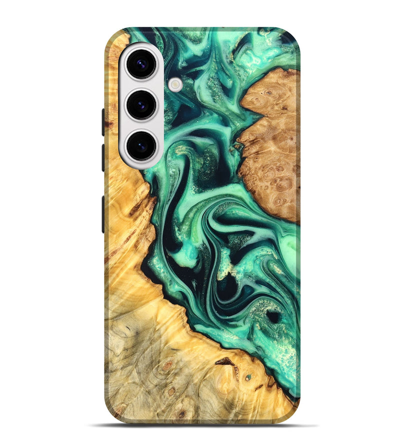 Galaxy S25 Plus Wood Live Edge Phone Case - Nichole (Green, 823508)
