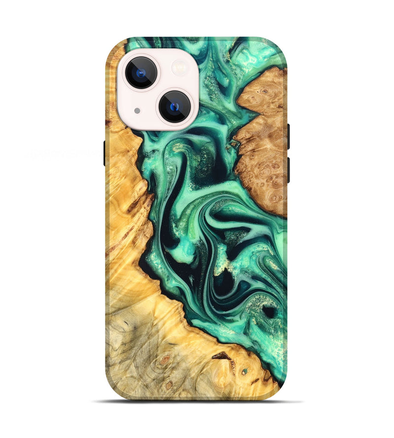 iPhone 13 Wood Live Edge Phone Case - Nichole (Green, 823508)