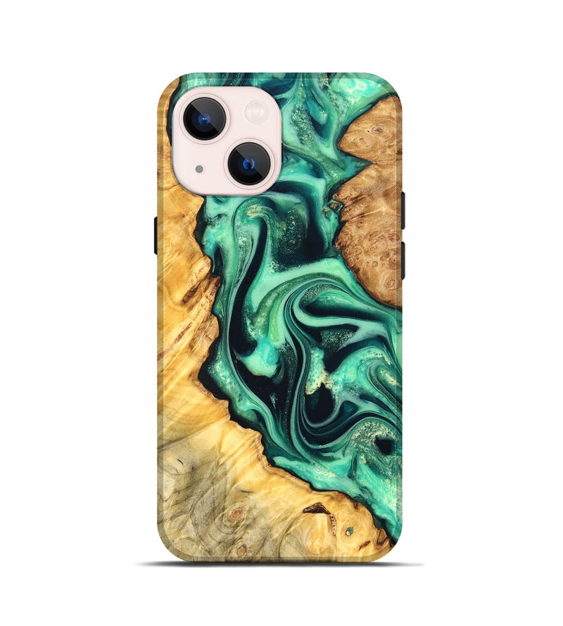 iPhone 13 mini Wood Live Edge Phone Case - Nichole (Green, 823508)