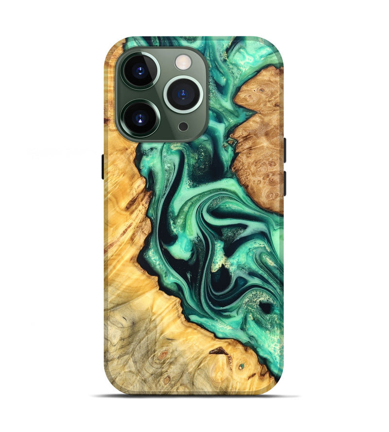 iPhone 13 Pro Wood Live Edge Phone Case - Nichole (Green, 823508)