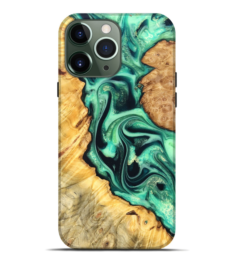iPhone 13 Pro Max Wood Live Edge Phone Case - Nichole (Green, 823508)