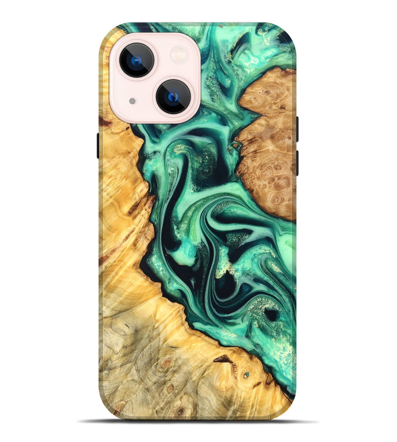 iPhone 14 Plus Wood Live Edge Phone Case - Nichole (Green, 823508)