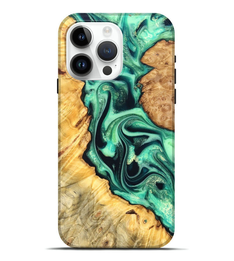 iPhone 15 Pro Max Wood Live Edge Phone Case - Nichole (Green, 823508)