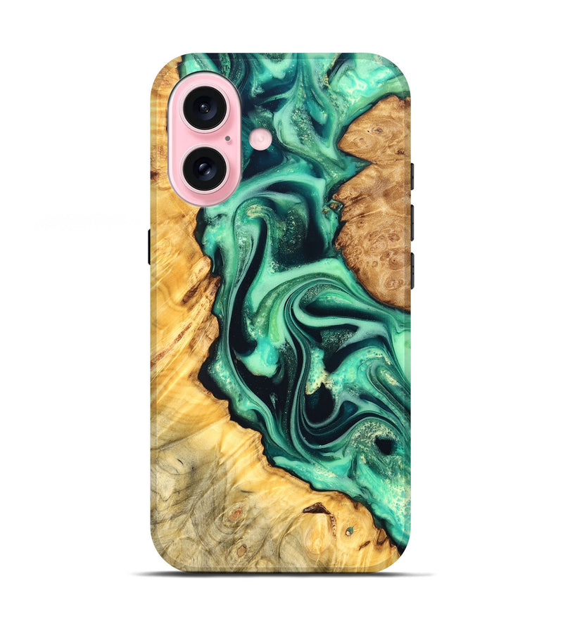 iPhone 17 Wood Live Edge Phone Case - Nichole (Green, 823508)